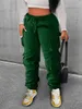 LW Einfarbige Taschen-Jogginghose, Seitentaschen, Kordelzug, Cargohose, Damen, dehnbar, trendige Freizeithose 240129