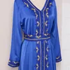 Etnische Kleding Abaya Voor Vrouwen Moslim Dubai Verwikkeld Gewaad Blauw V-hals Caftan Kaftan Party Ramadan Gurban Arabische Elegant