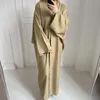 Etniska kläder Plain Open Abaya Cotton Linen Kimono Turkiet Muslim Hijab Dress Causal Abayas for Women Dubai African Islamiska kläder Kaftan