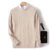 Pulls pour hommes de luxe en laine tricotée à col rond, manteau épais et chaud à la mode en automne et en hiver.