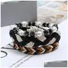 Charm Armband Mty Layer Wrap Armband Set Weave Braid Justerbar Stacking Bangle Cuff -handledsband smycken för kvinnor Will och Sandy Dh1p5