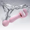 Powerful 2 in 1 AV Vibrator Female Magic Wand Clitoris Stimulator USB Recharge 20 Modes G Spot Massager Sex Toys Dildo for Women 240202