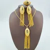 Ensemble de bijoux de dubaï pour femmes, collier et boucles d'oreilles, pendentif avec pompons en cuivre, anneaux de couleur or, Nigeria, bijoux de fête de mariage africain, cadeau