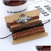 Charm Bracelets Men Punk Metal Love Heart Wings Diy Handmade Braided Leather Mtilayer Chains Bracelet Maxi Statement Fashion Jewelry Dhfca