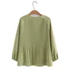 Women Blouses Plus Size 4xl LOOSE Temperament Pleated Tops Simple Solid Color Raglan Sleeves Chiffon Shirt Autumn 240202