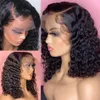 Deep Curly Human Hair Lace Front Bob Wig 134 Brazilian Wigs 44 Closure For Black Women 240127