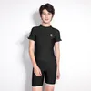 Maillots de bain pour femmes garçons deux pièces maillot de bain sport manches courtes maillot de bain baignade début jeunesse solide short noir surf