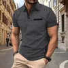 Polo estiva da uomo a maniche corte in tinta unita estiva con bottoni alla moda, polo scozzese jacquard, polo casual da golf 240122