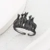 Anéis de cluster 925 prata esterlina retro personalidade doberman pinscher cão anel para mulheres homens irregular hip hop design jóias gota