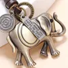 Keychains Woven Alloy Elephant Pendant Leather Keychain Charms Handmade Animal Key Chain Ring Holder Keyring Car Accessories Friends Gift