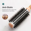 MR.GREEN Boar Bristles Hair Brush Round Styling Curling Roll Hairbrush Natural Wooden Detangling Comb for Long Curly Or Any Type 240117