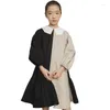 Robes de printemps pour filles, deux couleurs, en coton, Patchwork, pour enfants, princesse, à volants, pour tout-petits