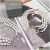 Pendant Necklaces Designer Mtilayer Pearl Rhinestone Orbit Necklace Clavicle Chain Baroque For Women Jewelry Gift Drop Delivery Pendan Otljf