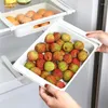 Garrafas de armazenamento 1/2 pçs pendurado cozinha organizador geladeira ovo frutas caixa tipo gaveta alimentos mais nítido acessórios geladeira