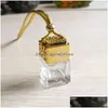 Diffuseurs d'huiles essentielles voiture par pendentif verre bouteille vide désodorisant intérieur bouteilles de parfum ornement de rétroviseur suspendu décor Dhej8