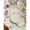 Borden 8,5 inch keramische plaat Koreaanse stijl cartoon fruit bloemen rond huishoudelijk servies ontbijt cake dessert toast worst