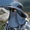 Berets Climbing Mountain Mask Face UV Mesh Fishing Hat Detachable Outdoor Breathable Large Shading Protection Eaves Full