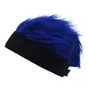 Baretten Retro Nep Haar Skullcap Punk Brimless Hip Hop Beanie Pruik Hoed Gekleurde Pluizige Fun Korte Caps Mannen