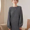 Casual Dresses 2024 High-end Winter Cashmere tröja Lång klänning Kvinnor Fashion Sticked Kvinnlig Löst stor storlek O-Neck Pullover