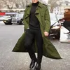 Frühling Und Herbst Männer Lange Trenchcoat Mode Schöne Solide Zweireiher Gürtel Lose Jacke Männliche Dünne Winddichte Oberbekleidung 240122