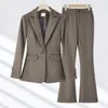 Dwuczęściowe spodnie damskie High End Suits Women 2024 Autumn Fashion Temperament Profesjonalny Slim Blazer i Flare Sets Office Panie Work Earl