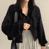 Crop Jacken Damen Cord Pure Simply Vintage Koreanische Mode Button-up Kleidung Baggy Temper Teens Streetwear 240127