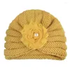 Accessoires de cheveux 16 12,5 cm chapeaux de laine tricotés à la main Vintage perle fleur bébé filles casquettes nées crochet élastique bonnet garder au chaud couvre-chef