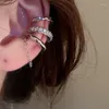 Pendientes traseros 3 unids/set borla cadena cristal oreja Clip pendiente para mujeres niñas fiesta joyería Punk E2436