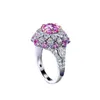 Cluster Rings TKJ 925 Sterling Silver Luxury Pink Cubic Zirconia 2.5 Engagement For Women Wedding Jewelry