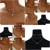 Pendant Necklaces Trend Fashion Pearl Choker 14K Yellow Gold Cute Double Layer Chain For Women Jewelry Girl Gift Wholesale Drop Deli Dhefk