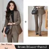 Dwuczęściowe spodnie damskie High End Suits Women 2024 Autumn Fashion Temperament Profesjonalny Slim Blazer i Flare Sets Office Panie Work Earl