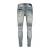 Jeans da uomo Street Fashion Uomo Retro lavato blu elastico elasticizzato skinny fit strappato rosa rattoppato pantaloni di marca hip hop