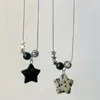 Pendentif Colliers Vintage Spotty Black Stone Star Collier pour femmes filles mode Y2k perles en acier serpent titane chaîne bijoux cadeaux