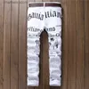 Men's Jeans Straight Fashion White New Style Denim Jeans Long Thin Trousers Mens Pants Newspaper Printing Four Season Plus Size 40 42 T240205