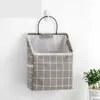 Storage Bags Wall Hanging Organizer Bag Canvas Basket With Side Mesh Pocket Decorative Bin For Home