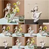 Vasi Farfalla Ragazza Vaso Statua Fatta a mano Nordic Scpture Creativo Moderno Home Decor Camera Decorazione scrivania Fiore Goccia Consegna Giardino Dhnzw