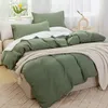 Bedding Sets 1 Piece Duvet Cover King Washed Cotton Linen Like Textured Comforter Quilt Without Pillowcases(Green 104"x90")