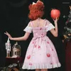 Sukienki imprezowe japońska księżniczka słodka lolita sukienka retro koronkowa bowknot krzyżowy drukarnia wiktoriańska kawaii dziewczyna gotycka op cos