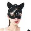 Feestmaskers Flyoung Sexy Leer Cosplay Zwart Masker Catwoman Carnaval Maskerade Half Gezicht Halloween Club Accessoires 201026 Drop De Dhytk