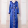 Etnische Kleding Abaya Voor Vrouwen Moslim Dubai Verwikkeld Gewaad Blauw V-hals Caftan Kaftan Party Ramadan Gurban Arabische Elegant