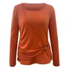 Women's T Shirts Spring And Autumn Round Collar Waist Fashion Long Sleeved Top Size Small Womens Tops
