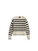 Women's Sweaters Women 2024 Autumn Fashion Striped Knitted Long Sleeve Pullover Chic Asymmetric Button Ornament Round Neck Casual Top Mujer