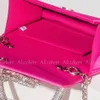 Kadınlar Rhinestone Yay Saten Çanta Zarif Butik Kristal Top Saplama Akşam Debriyaj Çantalar Zincir Crossbody Bags Düğün Partisi 240119