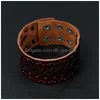 Bangle Weave Wide Lace Bandage Leather Cuff Button Adjustable Bracelet Wristand For Men Women Fashion Jewelry Black Drop Delivery Bra Dhhm5