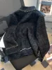 ファッションミンクフリースショートコート女性用長袖ニットセーター多目的ルーズ格子縞の小さな香りのある女性カーディガントップ240123