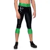 Culotte Femme Nouveauté Noir Patchwork Wetlook PVC Cuir Hommes Sexy Taille Haute Pantalon Skinny Pantalon Boutons Bidirectionnels Fête Casual Exotique