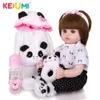 Schattig 48 cm mooie reborn babypop stoffen lichaam gevuld levensechte baby's pop cosplay panda speelgoed voor peuter verjaardagscadeau 240125