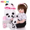 Sevimli 48 cm güzel yeniden doğmuş bebek bebek bezi gövde doldurulmuş hayat benzeri bebekler bebek cosplay panda oyuncak yürümeye başlayan doğum günü hediyesi 240125