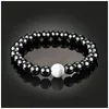 Pulsera de hematita magnética con cuentas Punto de piedra blanca Hebras Pulsera Brazalete Brazalete para mujeres Joyería Powerfashion Will y Sandy DHS6Z