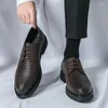 Dress Shoes Classic Brand Men's Genuine Leather Lace Up Suit Office Business Commuting Leisure Free Delivery